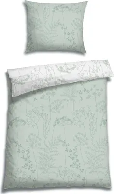 Produktbild von Flausch Flanell Bettwäsche ISABEL SALBEI Set bestehend aus: 1 x Decke 140 x 200 cm und 1 x Kissen 70 x 90 cm von FLORELLA