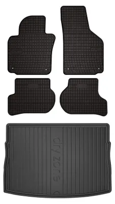 Produktbild von Gummimatten + Kofferraumwanne für Volkswagen Golf VI 2009-2013 (Schrägheck) – Schwarz, passgenau – Wielganizator SolidPRO