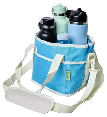 Produktbild von Isolierte Getränketasche mit Tragegriff, Flaschenhalter für 4 Becher, herausnehmbarer Trennwand, vielseitige Kühltasche für Picknick, Reisen und Sport