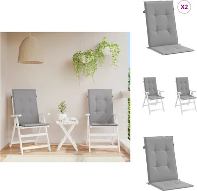 Image de vidaXL Coussin pour chaise de jardin à haut dossier 2 pcs. Gris 120x50x3cm Tissu - Coussin d'assise