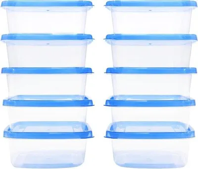 Immagine prodotto di 10 contenitori per alimenti da 0,6 L, senza BPA, adatti a frigorifero e congelatore, microonde