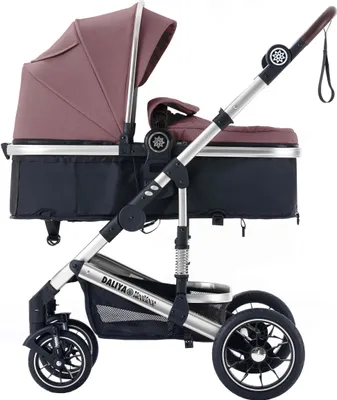 Produktbild von Daliya® NEOMOVE 2in1 Kinderwagen | Babywanne & Sportsitz in einem | Buggy | Alu-Rahmen Reisekinderwagen | Kombikinderwagen mit großen Einkaufskorb | für Stadt und Gelände | Sicher & Komfortabel (Rahmen: Silber, Stoff: Violett)