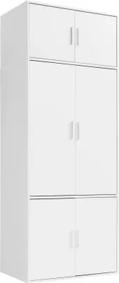 Produktbild von mokebo Kleiderschrank 234cm Höhe in Weiß 4-türig mit Fächern 'Der Grenzenlose', deckenhoher Schlafzimmerschrank, Garderobenschrank, Drehtürenschrank o. Schrank Holz in 90x234x58 (BxHxT)