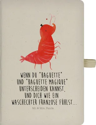 Produktbild von Mr. & Mrs. Panda Journal Garnele Franzose - Transparent - Geschenk, Meer, notizbuch, Französisch, Kladde, Notizheft A5, Tagebuch, Adressbuch, Krabbe