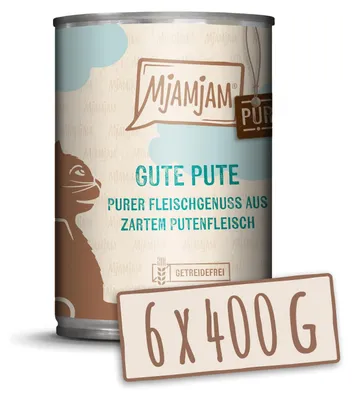 Produktbild von MjAMjAM Purer Fleischgenuss - gute Pute pur, Adult, jede Rasse, Truthahn, 400 g, Getreidefrei