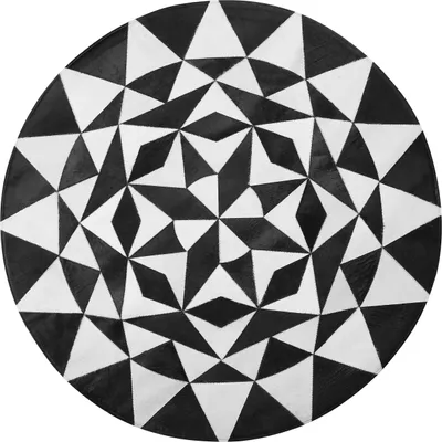 Zdjęcie produktu dla BELIANI Dywan czarno-biały ø 140 cm okrągły wzór geometryczny trójkąty