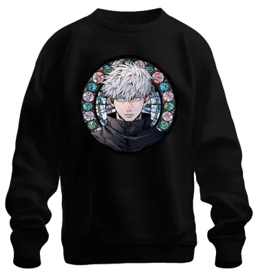 Immagine prodotto di Gojo Satoru Jujutsu Kaisen capelli bianchi occhi blu anime regalo felpa unisex pullover, nero, L