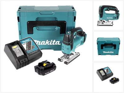 Image de Makita DJV 182 Kit Y1J-D Scie Sauteuse sans fil Li-ion 18 V avec boîtier MAKPAC inclus Batterie BL 1815 N + chargeur DC18RC