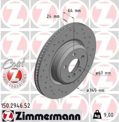 Image de 2x ZIMMERMANN disque de frein 150.2946.52 pour BMW 5 berline (G30 F90) X7 (G07)
