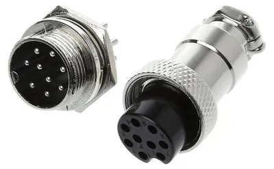 Rundsteckverbinder GX16-9, 9-polig, Stecker+Buchse, 16 mm, 1 Set