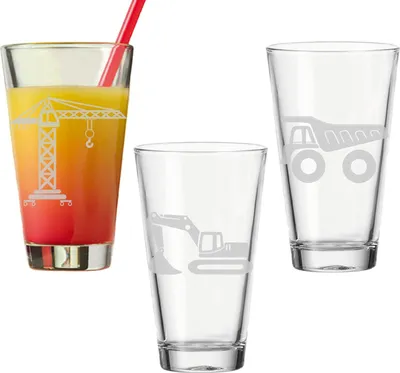 Produktbild von Luxentu Kinderbecher 300 ml Baustellenfahrzeuge 3er Set