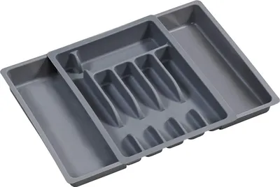 Image de Range-couverts extensible en plastique gris - Dimensions 29-50 cm x 38 x 65 cm