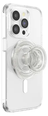 Image de PopSockets, PopGrip pour MagSafe, transparent pailleté, PopTop + base, transparent
