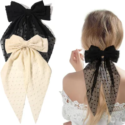 Produktbild von 2 Haarschleifen, Haarschleifen für Mädchen, Haarspangen mit großer Schleife, schlichte Haarspange mit Schleife, Haarspangen-Accessoires für Mädchen und Frauen