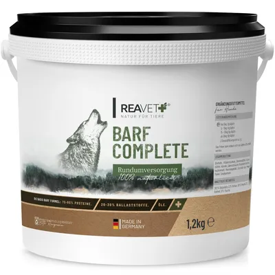 Produktbild von REAVET Barf Complete Hund Pulver 1,2kg - Barfen für Hunde, Barf Zusatz Komplett, Mineralien & Vitamine, Barf Hund