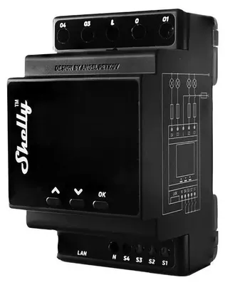 Productafbeelding van Shelly 4Pro PM: Bluetooth- en Wi-Fi-relais voor montage op din-rail (Shelly 4Pro PM)