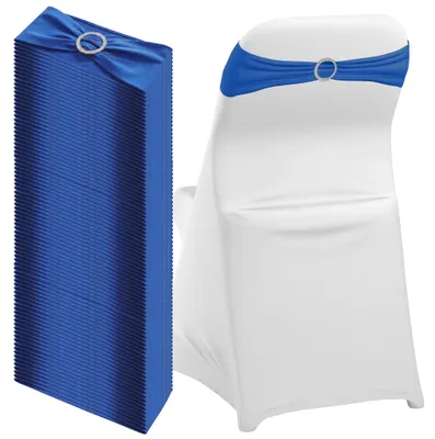 Obrázek produktu pro YARDIN 100 ks elastických stuh na židle s křišťálovou sponou, 14 x 34 cm, roztažitelné až na 50 cm, polyesterové stuhy na židle pro svatby, recepce, bankety a slavnostní výzdobu, modré