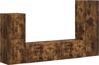 Imagen del producto de Conjunto de mueble de TV 4 uds. Roble ahumado
