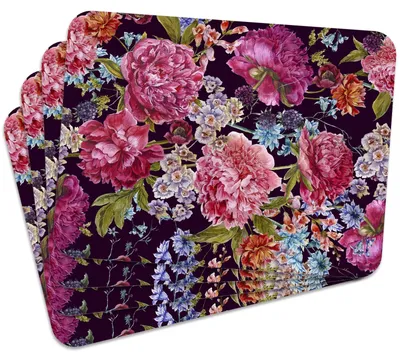 Produktbild von MG Design Set aus 4 Kork-Platzsets - Flowers 9 - 30 x 40 cm - hitzebeständig & abwischbar, mit Korkrückseite