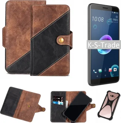 Produktbild von K-S-Trade Handy Hülle Schutz Hülle Schutzhülle Bookstyle Case kompatibel mit HTC Desire 12 Handy Cover Hülle Schutztasche 1x