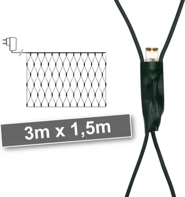 Obrázok produktu pre LED-Minilichternetz, 320 warmweiße LEDs Kabel grün 3x1,5m