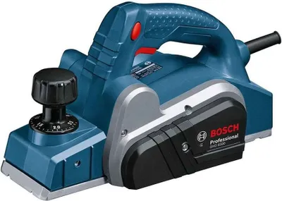 A blue and gray Bosch electric planer is shown against a white background.