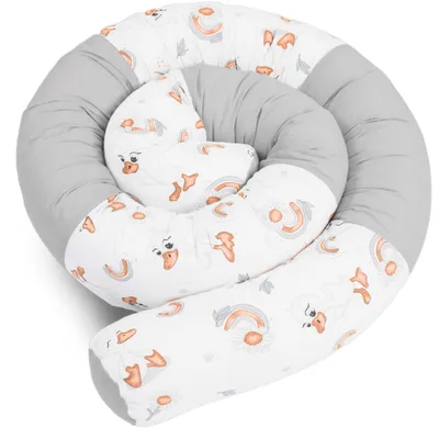 Produktbild von Amilian Bettschlange 210cm – Nestchenschlange für Babybett, Nestchen, Bettumrandung & Kantenschutz – Seitenschläferkissen – Bettrolle - Kopfschutz