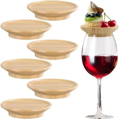 Produktbild von Bambuswein Glas Teller - Set von 6 - Für Snacks und Desserts