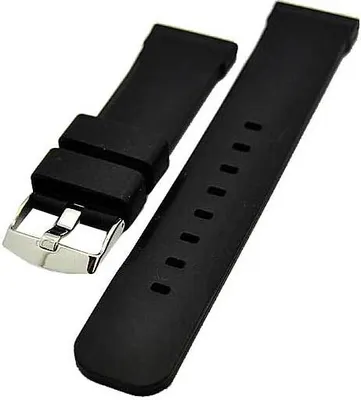 Produktbild von Uhrenarmband Silikon Kautschuk 22mm Diver schwarz Breitdorn NEU