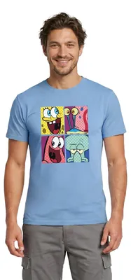 Produktbild von Spreadshirt SpongeBob Schwammkopf Patrick Gary Thaddäus Männer T-Shirt, 4XL, Carolina Blue