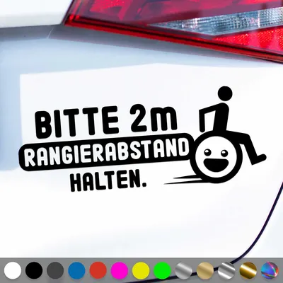 Produktbild von PantherPixel 2m Rangierabstand Aufkleber Halten Rollstuhlfahrer Sticker Auto Geschenkidee Farbe Schwarz