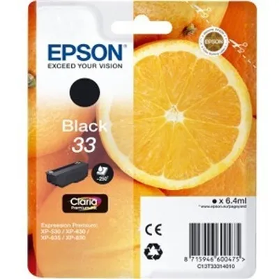 Produktbild von Epson Oranges 33 Orange Claria Premium Single Black Tinte, Standardertrag, Schwarz, Tinte auf Pigmentbasis, 6,4 ml, 1 Stück(e), 250 Seiten