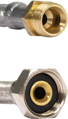 Produktbild von DN8 DVGW Panzerschlauch m. Edelstahlumflechtung 3/8" AG x 1/2" ÜM 800 mm
