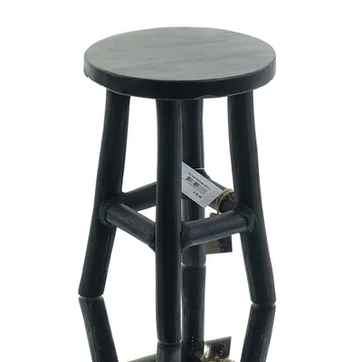 Produktbild von VAN DER LEEDEN Schemel Schwarz Ø 20 cm - Teakholz massiv