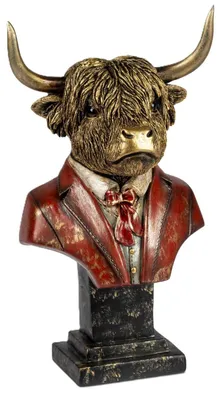Produktbild von Dekoobjekt Büste Kuh im roten Anzug H. 24cm Kunststein Formano