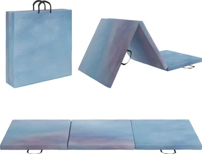 Image de Tapis de gymnastique - Tapis de gymnastique pliable - 180 x 60 x 5 cm - 5 cm d'épaisseur - Avec poignées - Bleu