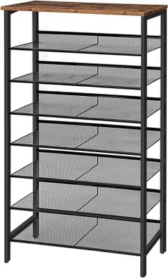 Produktbild von Schmale Schuhbox mit 8 Ebenen, dunkelbraun, 75x30x137cm
