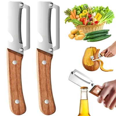Image de Omgoods - Éplucheur et ouvre-bouteille 2 en 1 en bois