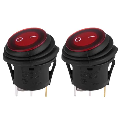 Obrázek produktu pro 2 ks červených LED světel 12 V/24 V, univerzální, 20 A, 3-pinový kulatý vypínač pro auto, loď