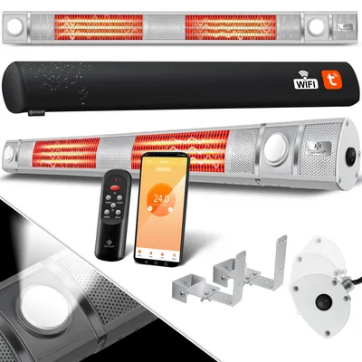 Immagine prodotto di Riscaldatore a infrarossi KESSER® 3000 W IR-Gastro-Bar con luce LED, riscaldatore da terrazza con WiFi e telecomando, custodia protettiva inclusa; riscaldatore a infrarossi, riscaldatore al quarzo, riscaldatore da terrazza, riscaldatore da parete