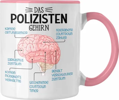 Produktbild von Trendation - Polizist Tasse Geschenk Lustiger Spruch Polizisten Gehirn (Rosa)