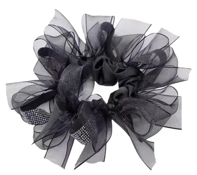 Produktbild von Haarband aus Organza mit Schleife, Haargummi mit funkelnden Strasssteinen, Haargummi, Haarstyling-Werkzeug, Haaraccessoires