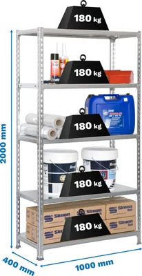 Produktbild von Simonrack Schwerlastregal SIMONCLICK SUPERPLUS 5 8435104907351 grau 100,0 x 40,0 x 200,0 cm