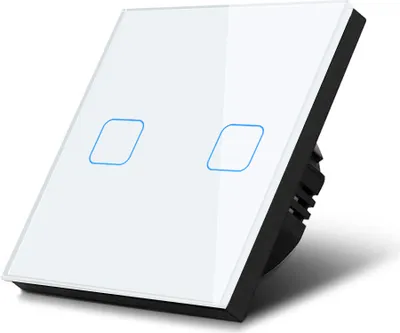 Immagine prodotto di Interruttore luminoso a sfioramento in vetro Interruttore a parete Interruttore touch screen Illuminazione a LED bianco Interruttore a 2 poli rettangolare