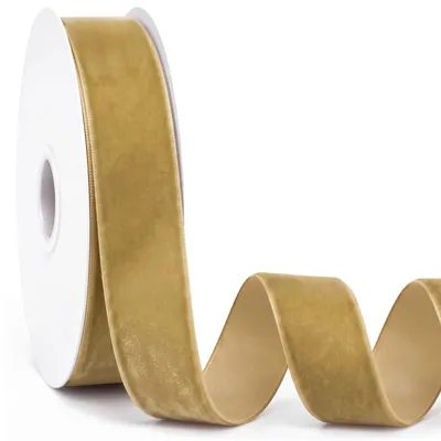 Samtband 3,8 cm × 22 m, einseitig, hellbraun
