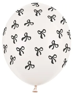 Produktbild von Luftballons mit Schleifen 30cm Weiß / Schwarz 6er Set
