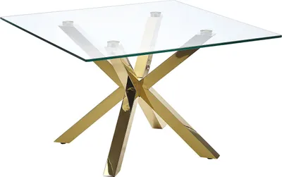Produktbild von BELIANI Beistelltisch Gold Transparent 70 x 70 cm Glasplatte Edelstahl Poliert Metallbeinen Quadratisch Wohnzimmer/Salon Langlebig Modernes Design