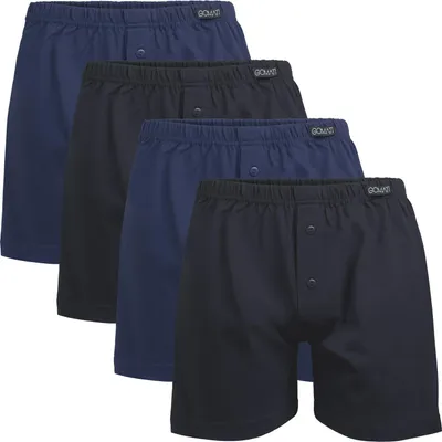 Produktbild von Gomati Herren Jersey Boxershorts (4 Stück) Stretch Unterhose aus Baumwolle - Schwarz-Navy XL/7