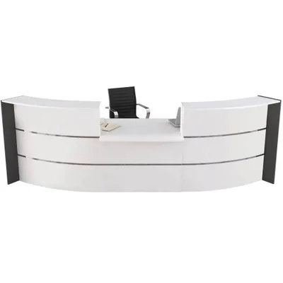 Produktbild von Kerkmann Empfangstheke BARI gebogen, weiß, anthrazit 357,5 x 122,5 x 112,0 cm