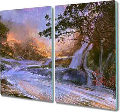 Produktbild von Coloray Küchenbrett Kochplattenabdeckung Hackbrett Schneidebrett Herdabdeckplatte 2x30x52 cm - Malerei Natur